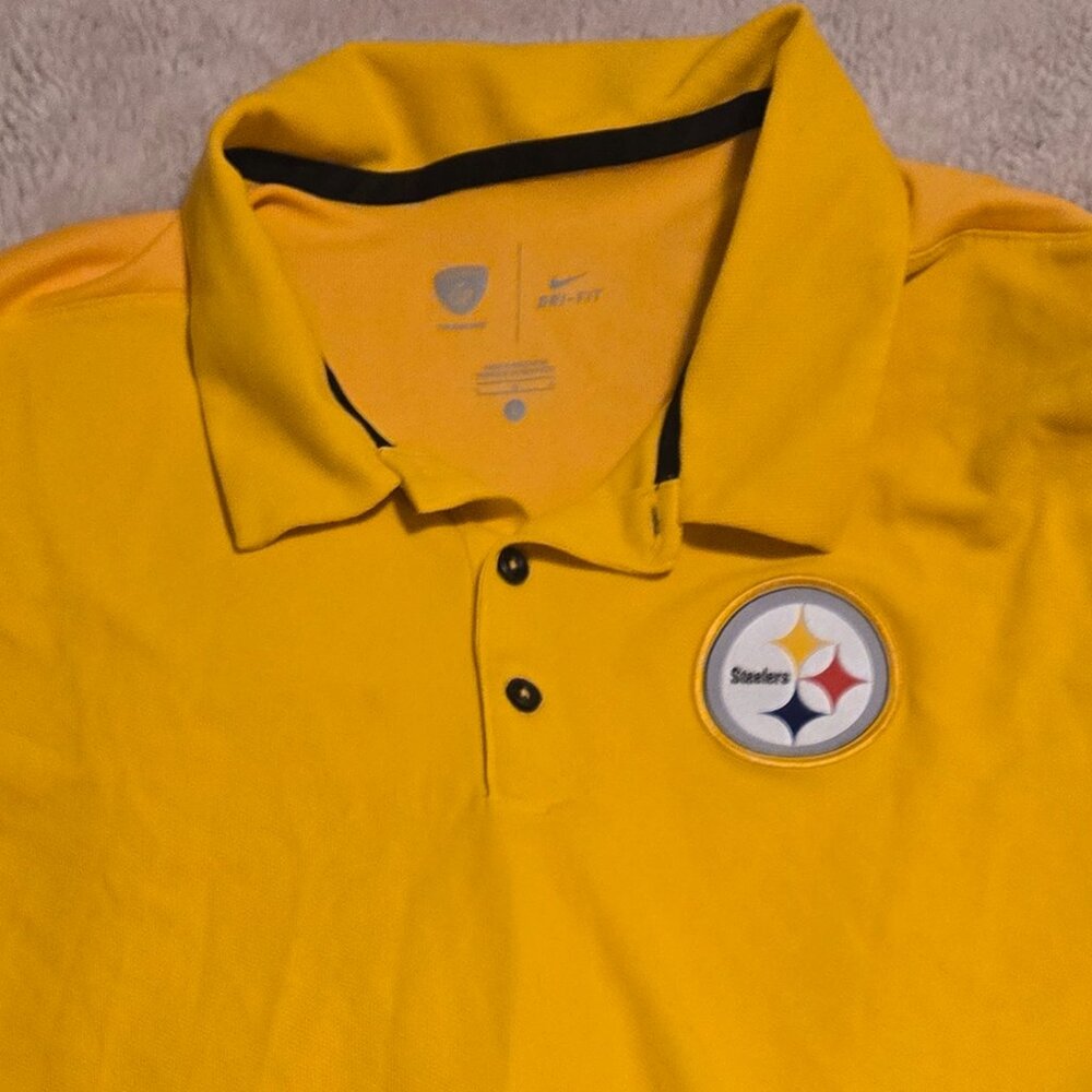 Men's Pittsburgh Steelers NIKE DRI-FIT Gold Polo Size Large